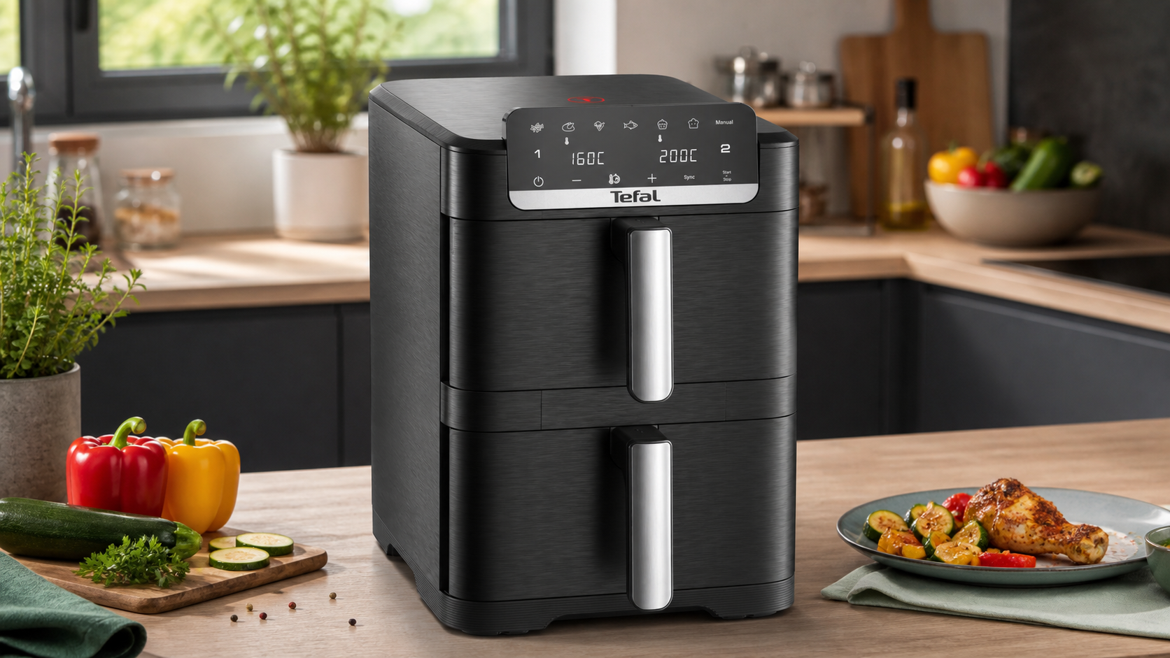 Mehr Ebene als Breite: Tefal Easy Fry Crispy Stack EY7528E0 nutzt die Arbeitsplatte clever aus