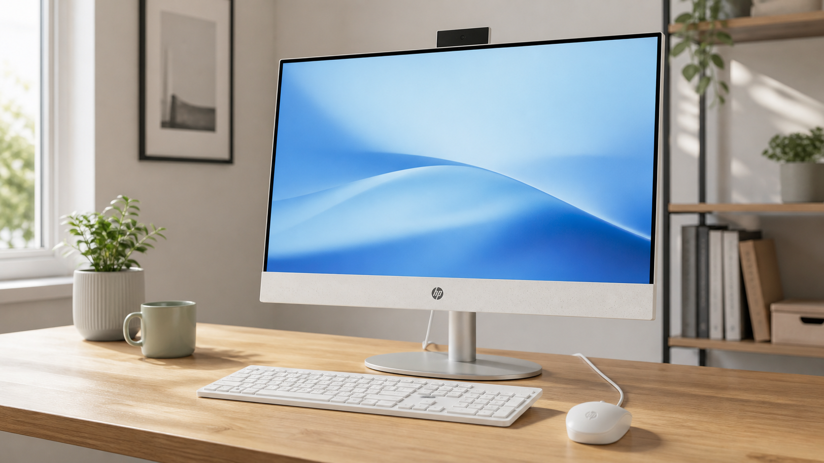 27 Zoll ohne Tower neben dem Tisch: HP All-in-One PC 27-cr0102ng verbindet viel Fläche mit wenig Aufwand