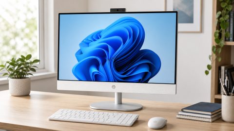 Ein Schreibtisch-PC, der nicht nach Kasten unterm Tisch aussieht: HP All-In-One 27-cr0600ng bringt Ruhe ins Arbeitszimmer